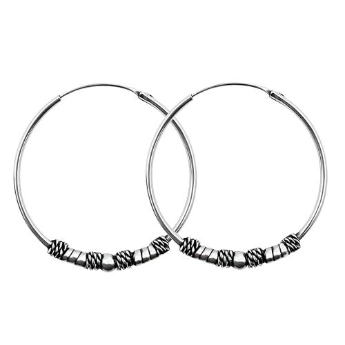 Aros de plata 925 estilo Bali artesanales de 30 mm un regalo unisex único y especial
