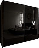 Der modern designte Kleiderschrank Sila bietet zwei große Schiebetüren. Die schwarz hochglänzende Front passt optimal in das modern eingerichtete Schlafzimmer.