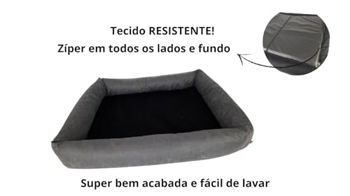 Cama Para Cachorro Grande 100x87 Cm - ESCOLHA A COR - 100% Lavável e Resistente - Pet Querido (CINZA