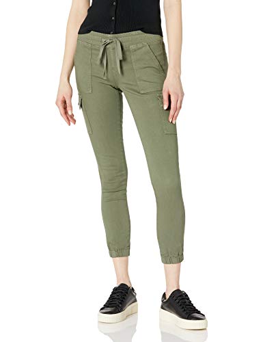 COVER GIRL Women's Cargo Pocket camo Jogger Juniors Plus Size High Waisted Skinny Pants with Drawstring, Olive Green, Small