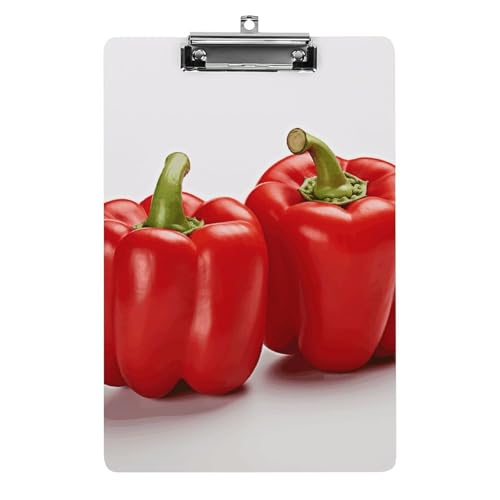 Planchette pince acrylique A4 rigide anti rayure motif poivrons