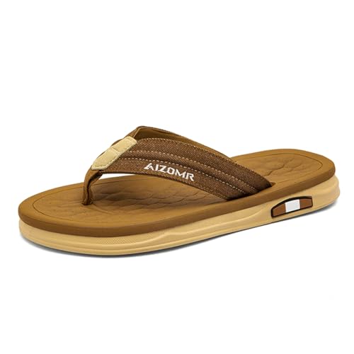 Image of Mens Sandals Arch Support Comfortable Beach Slides with Adjustable Buckle Straps Slippers for Men