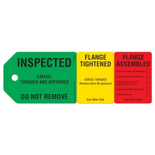 INCOM Manufacturing 3-Stage Flange Management Tags, Heavy Duty All-Weather DuraPly™, Waterproof and Tear-Resistant, 2.75 inch x 7.9 inch, 25 Pack, TG8033PT