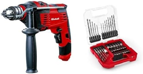 Einhell Schlagbohrmaschine TC-ID 1000 E (1010 W, Bohrleistung Ø Holz 32 mm, Beton 16 mm, Metall 13 mm, Metall-Tiefenanschlag, robustes Zahnkranzbohrfutter, inkl. 40-tlg. Bit- und Bohrer-Set)