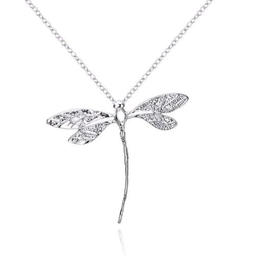 Collier Argent avec Pendentif Libellule Cristal, Accessoire Tendance pour le Quotidien