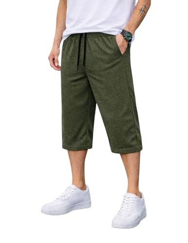 Image of Mack Jonney Men's Sports Capri Pants | Lightweight Polyester Workout 3 /4 Pants with Elastic Waist for Gym, Running & Training-M8356