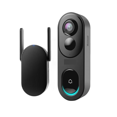 AMRTTWY Portero automático. Cámara de Seguridad intelinte con Timbre, Video Digital inalámbrico, Ojo de pez, WiFi, bidireccional, Gran Angular de 180° Videoportero