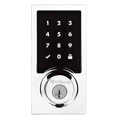 Image of Kwikset 916 Keyless Entry Touchscreen SmartCode Electronic Deadbolt Smart Lock Featuring SmartKey Security and ZigBee 3.0 Technology in Contemporary Polished Chrome, Zigbee Hub Sold Seperately