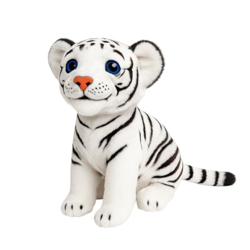 Image of White Tiger Plush Soft Toy - 20cm Stuffed Animal with Blue Eyes | Cute & Cuddly Jungle Animal for Boys & Girls | Birthday Gift