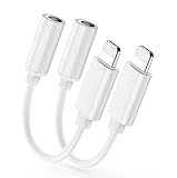 [Apple MFi Certified] 2 Pack iPhone 3.5mm Headphone Adapter, Lightning to 3.5mm Earphone Jack Adapter Aux Audio Dongle Converter for iPhone 14/13/12/11/11 Pro/XR/X/XS/8/8Plus/7/7Plus