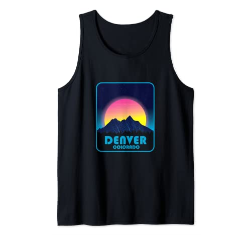 Denver Colorado Mountain Retro Atardecer Camiseta sin Mangas