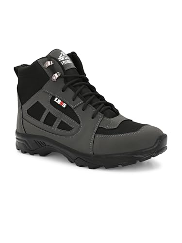 Image of Leo Fitness Waterproof Outdoor Trekking Boots | Black Hiking Boots with Cushioned Footbed, Anti-Slip Rubber Sole