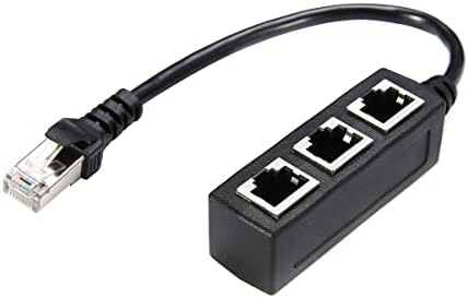 Ethernet Splitter RJ45 Cable Splitter 1-to-3 Internet Connector Network Distributor LAN Port Adapter Extender for Cat5, Cat5e, Cat6, Cat7, Cat8 (Only One Network-Connected Device At The Same Time)