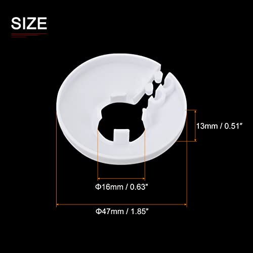 DTGN 47x13mm(DxT) Pipe Cover Decoration - 4Pack - Good for Bathroom Kitchen 16mm Dia Pipe - PP Plastic Escutcheon - White - Image 2