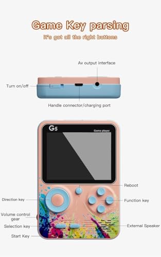 Image of DesiDiya G5 500 in 1 Handheld Game Console for Kids - Retro Mini Video Game Player with 3-Inch Color Display, Built-in Classic Games, Rechargeable Battery, TV Output, Portable Gaming Toy