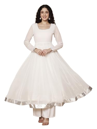 Women’s Georgette Hand Embroidered Flared Anarkali Suit for Women | Full Sleeves Flare Anarkali Dress for Woman | Ethnic Flared Anarkali Kurta for Wom