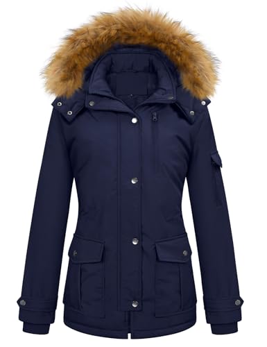 heekpek Manteau Femme Hiver Chic Vestes à Capuche en Fausse Fourrure Blouson Chaude Doublée en Polaire Manteaux à Manches Longues pour Dames Parka...