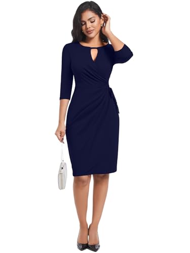 Lyrur Women'S Wear To Work Dresses Elegant Formal Office 3/4 Sleeve Midi Body Con Dresses  thumb #4