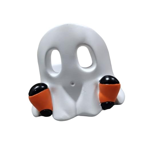 omiinitio Halloween Bougeoir Tête de Mort Sculpture Résine Résine Support Poignée Artificielle pour Décoration de Bureau Décoration de la Maison