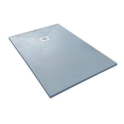Veroni Duschwanne Grau Kompositstein Schiefer-Muster Flach (TxBxH) 120x90x3cm