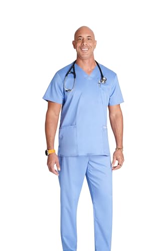 Haut de gommage col V Cherokee contre l'inconfort des longues gardes médicales homme S