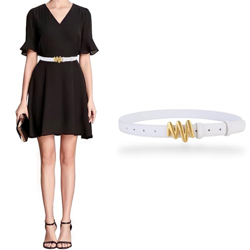 Women's Belts Fashion Soft Genuine Leather Belts Waist Belt Unique Gold Bronze Buckle Waistband