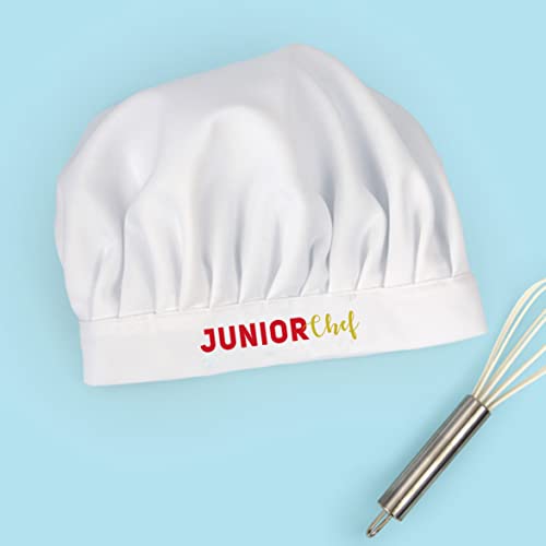 La Festiya Playful White Cotton Blend JUNIOR CHEF Apron Costume with Cap for Kids, Babies for Photoshoot, Cooking, Art, Craft, etc., White, Girl ( 2-4 Years )