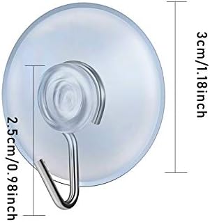 10 PCS Suction Cup Hooks Clear Plastic Sucker Pads 45MM Kitchen Suction Hooks Suction Cup Wall Hooks Hangers Window Sucker Hook No Drill For Glass Door Bathroom Shower Christmas Lights Hanging Wreath