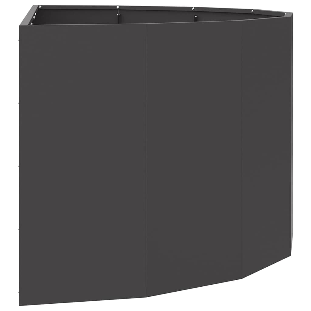 Moderner Halbrunder Pflanzkübel aus Stahl, 120 x 60 x 50 cm, schwarz für Garten und Terrasse