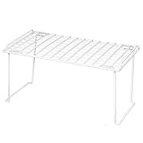 Smart Design Stacking Cabinet Shelf Rack - Large (16 x 10 Inch) - Steel Metal Wire - Cupboard, Plate, Dish, Counter & Pantry Organizer Organization - Kitchen [White]