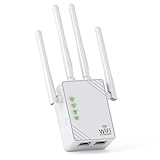 WiFi Extender Signal Booster, 8X Faster Internet Extender WiFi Booster Long Range up to 14,787 Sq Ft for Home, WiFi Repeater W/Ethernet Port, Wireless Signal Amplifier Support 99% Router, 1-Tap Setup