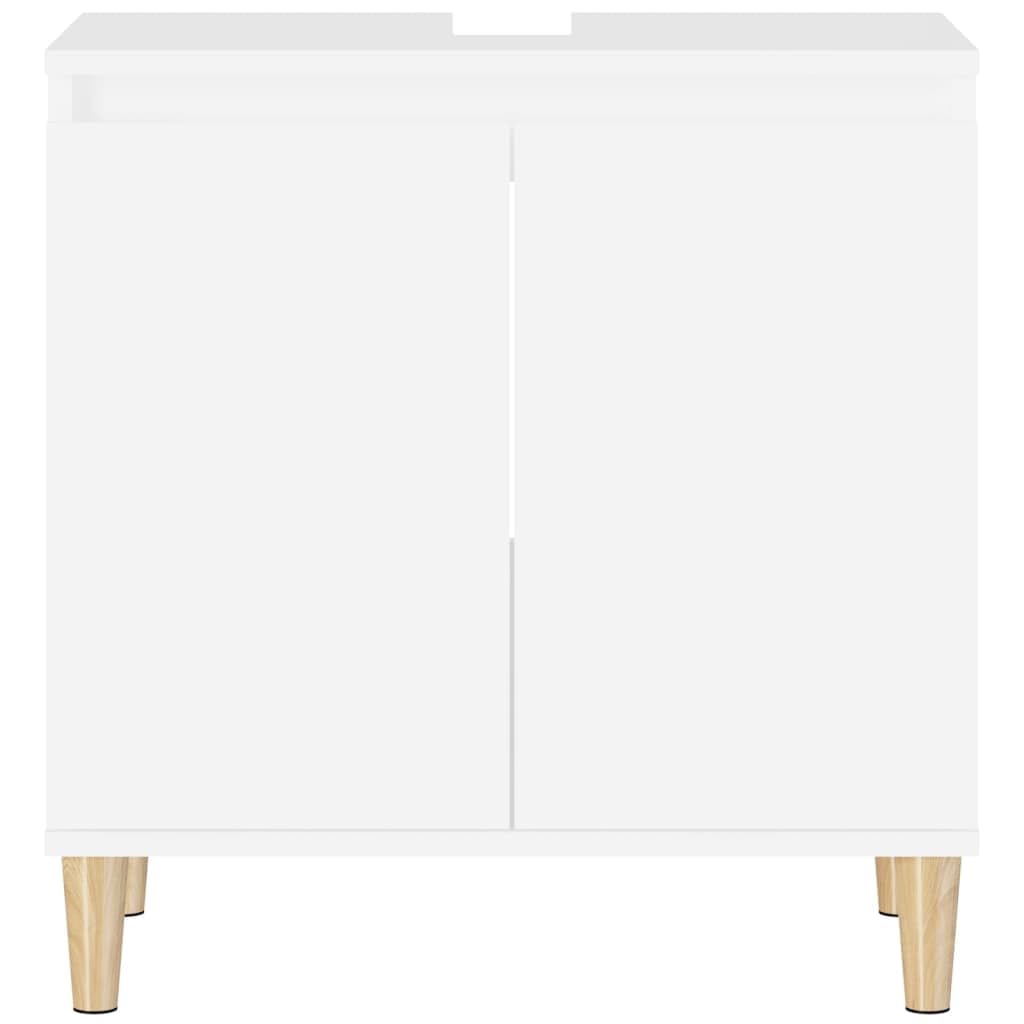 Waschbeckenunterschrank Weiß 58x33x60 cm aus Holzwerkstoff mit Türen Stauraum für Bad Waschplatz Möbelkonsole, unterstützt mit Wandhalterung, ohne Waschbecken