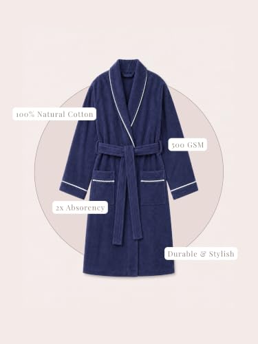 Image of RANGOLI Sunshine 100% Cotton Bathrobes For Women, 500 GSM Free Size Bath Robe With Rope,Ultra-soft, Lightweight & Highly Absorbent Luxurious Bath Gown /Bath Robe