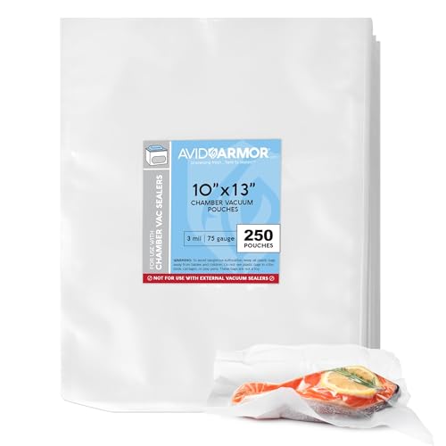 Avid Armor Chamber Vacuum Sealer Bags – Heavy Duty, BPA-Free, Pre-Cut Chamber Vacuum Bags for Food Preservation, Freezer Storage, Sous Vide and more, 250/Pack (10x13) – Multi-Use Vacuum Bags