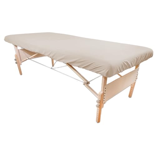 Simplicity™ Plus Sized Extra Wide Massage Table Fitted Sheet Poly-Cotton. Fits Extra Wide Massage Tables. Professional Quality. 37 x 78 x 7.5 Inches, 55% Polyester, 45% Cotton - Natural