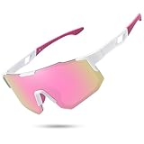 STORYCOAST Sports Polarized Sunglasses for Men Women Fishing Cycling Driving Baseball Bike Sunglasses UV400 Protection White Frame/Pink Mirror Lens