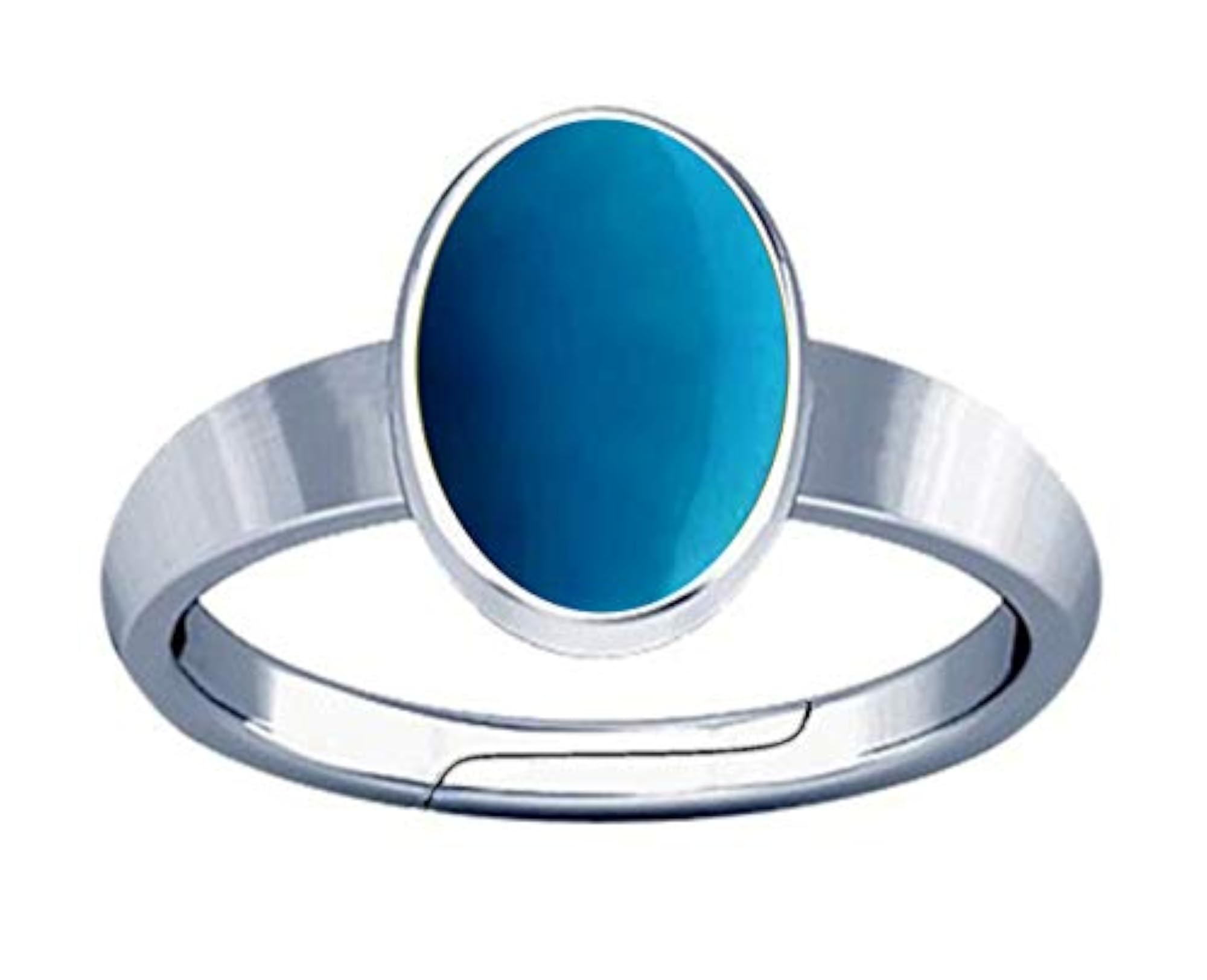 5.25-5.50 Ratti Turquoise Feroza Gemstone Silver Adjustable Ring