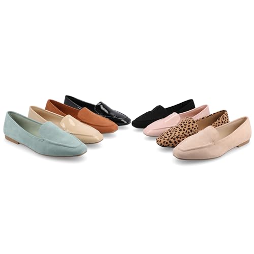 Image of Journee Womens Suede Loafer Flat Square Toe Noticed Topline Padded Block Heel - Tullie Casual Dress Shoe