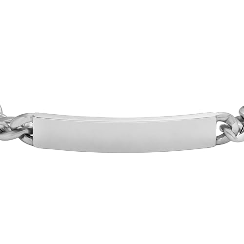 Image of Fossil Men's Plated Stainless Steel Engravable Personalized Gift ID, Chain or Cuff Bracelet for Men