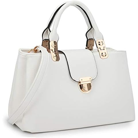 Dasein Women Satchel Handbags Top Handle Purse Medium Tote Bag Vegan Leather Shoulder Bag White Cover