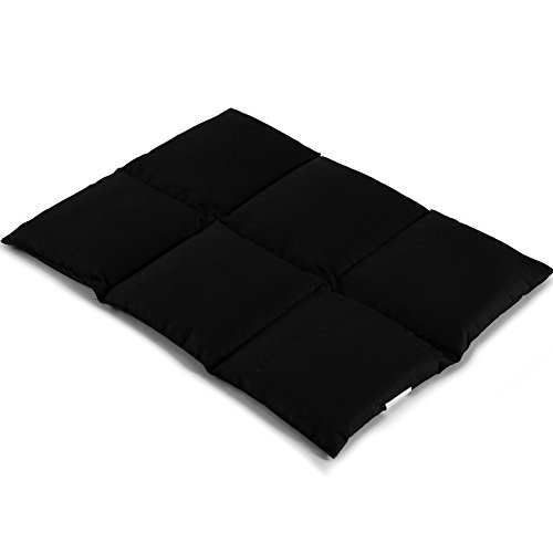 Coussin aux graines de lin 40x30 - Bouillotte sèche - Coussin thermique - Compresse froide (6 compartiments; Design: noir)