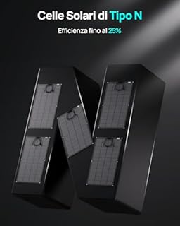 ECO-WORTHY Pannello Solare Flessibile da 400 W, Materiale ETFE 18BB Monocella 25% Alta Conversione per Balcone, Camper, Roulotte, Barca, Tetto, Campeggio, Casa, Yacht, Superfici irregolari