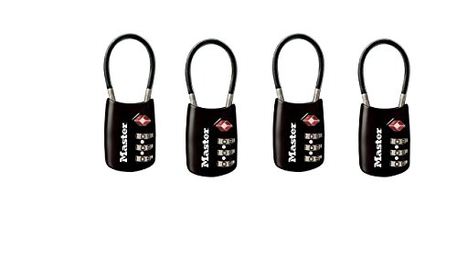 Image of Master Lock 4688DBLK TSA Cable Luggage Accepted Black, 4-Pack, 4 Piece