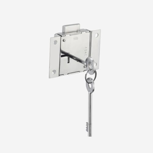Image of Dorset Switch Wardrobe Furniture Lock | 6 Levers Universal Lock for Cabinet, Drawer and Cupboards | 2 Lever Keys, 25 mm, Nickel Finish | AL408NI