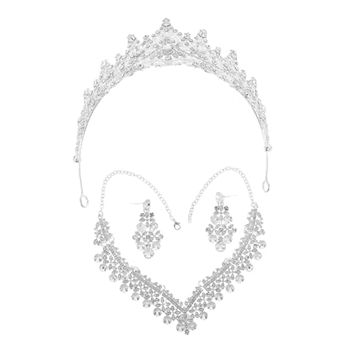 Joyas de novia que no pesan: Kit de pendientes collar y diadema brillantes