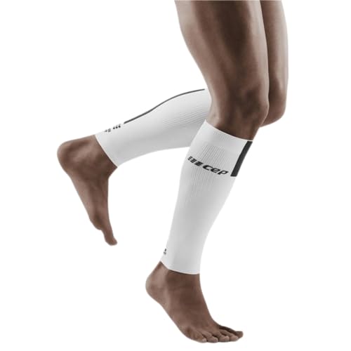 CEP The Run Calf Sleeves 3.0, White/Dark Grey, Men, V