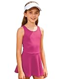 Zaldita Vestido deportivo para niña, corto, vestido de tenis para niños, sin mangas, líneas A, vestido de golf, traje de golf, vestido de tenis, sin mangas, vestido de baile, entrenamiento, Rosa