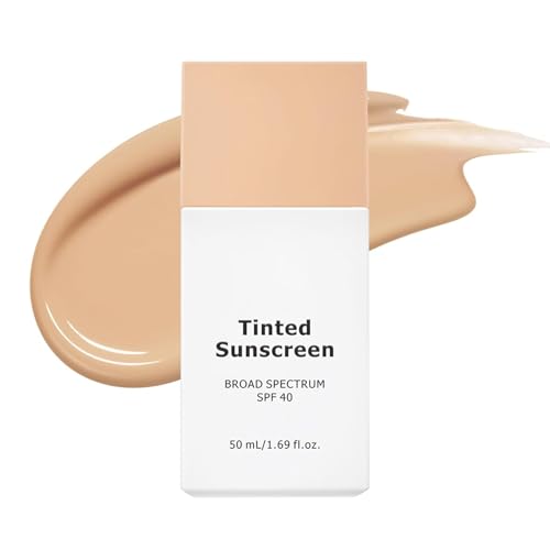 Protector solar SPF 40+, Tone-up Sunscreen Broad Spectrum SPF 40, resistente al agua, protección solar para pieles sensibles, protección UV Tinted Sunscreen, base de maquillaje, cobertura natural, no