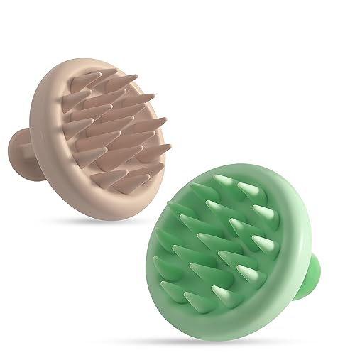 2 Pcs Scalp Massager Shampoo Brush Hair Scalp Massager, Silicone Scalp Scrubber Hair Brush, Scalp Exfoliator Brush, Soft Silicone Scalp Massager Hair Growth and Wet & Dry Scalp Care