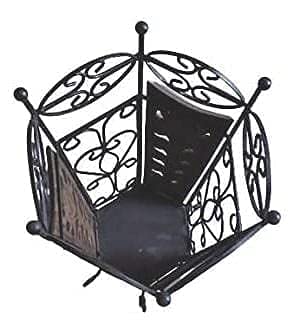 Image of Decorative Wooden & Iron Umbrella Stand for Home Decor | Handcrafted Wood & Wrought Iron Umbrella Holder | Pre-Assembled Floor Stand for Entryway, Office, Shop & Guest House | Brown & Black